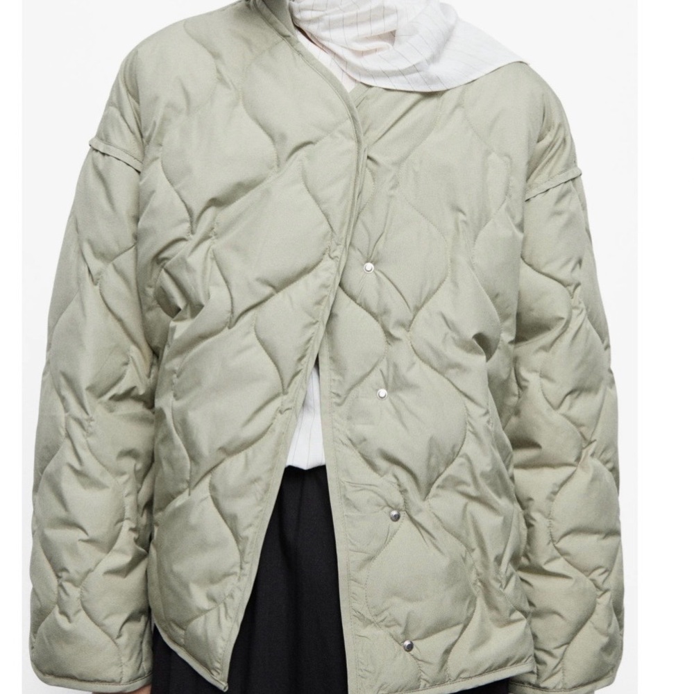 Mango Quilted Lightweight Jacket in Sage